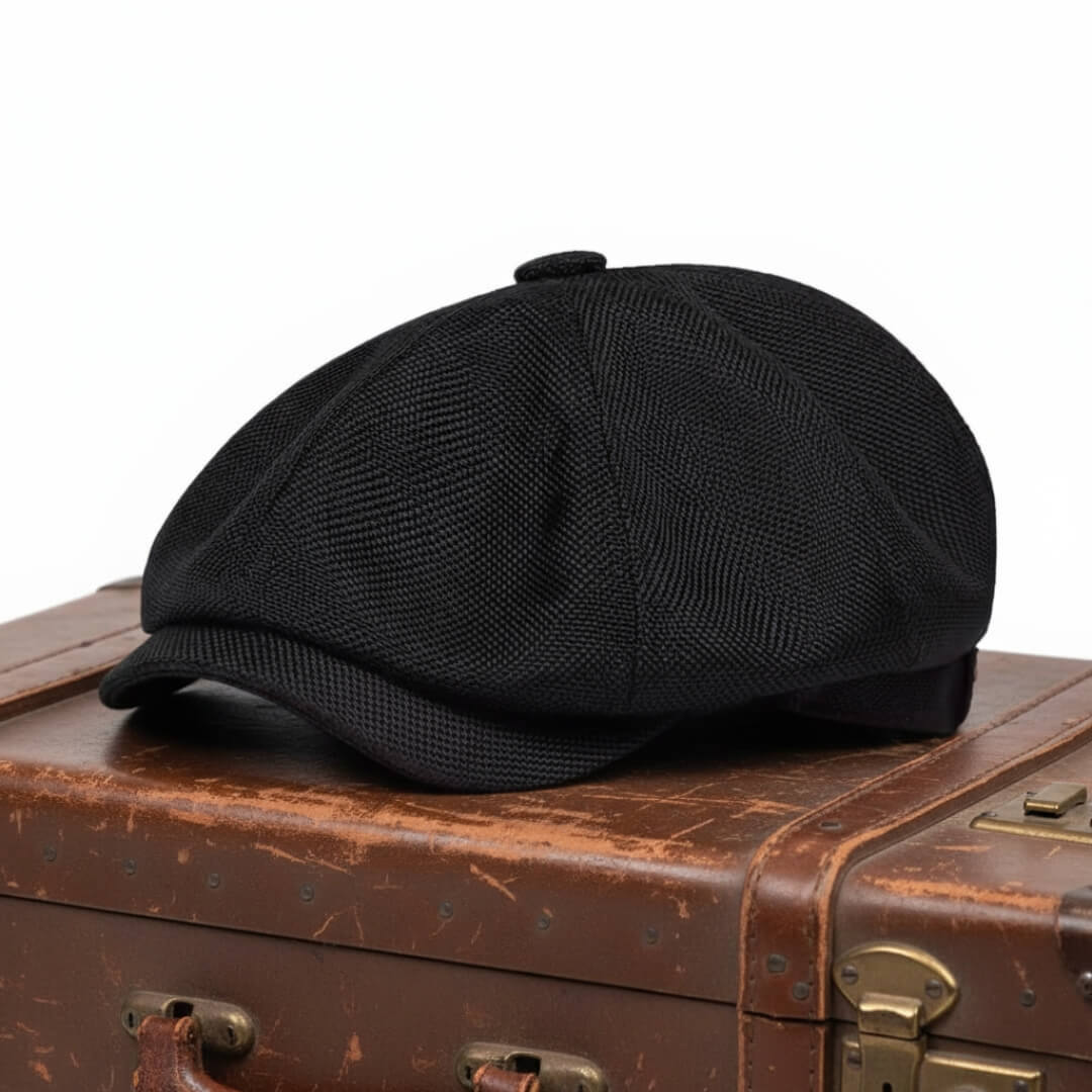 Textured Cotton Newsboy Cap