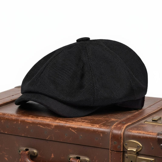 Textured Cotton Newsboy Cap