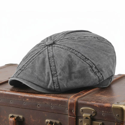 Washed Cotton Newsboy Cap