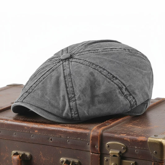 Washed Cotton Newsboy Cap