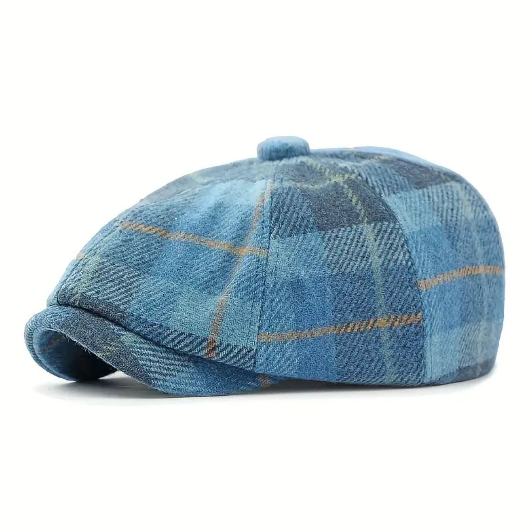Plaid Wool-Blend Newsboy Cap