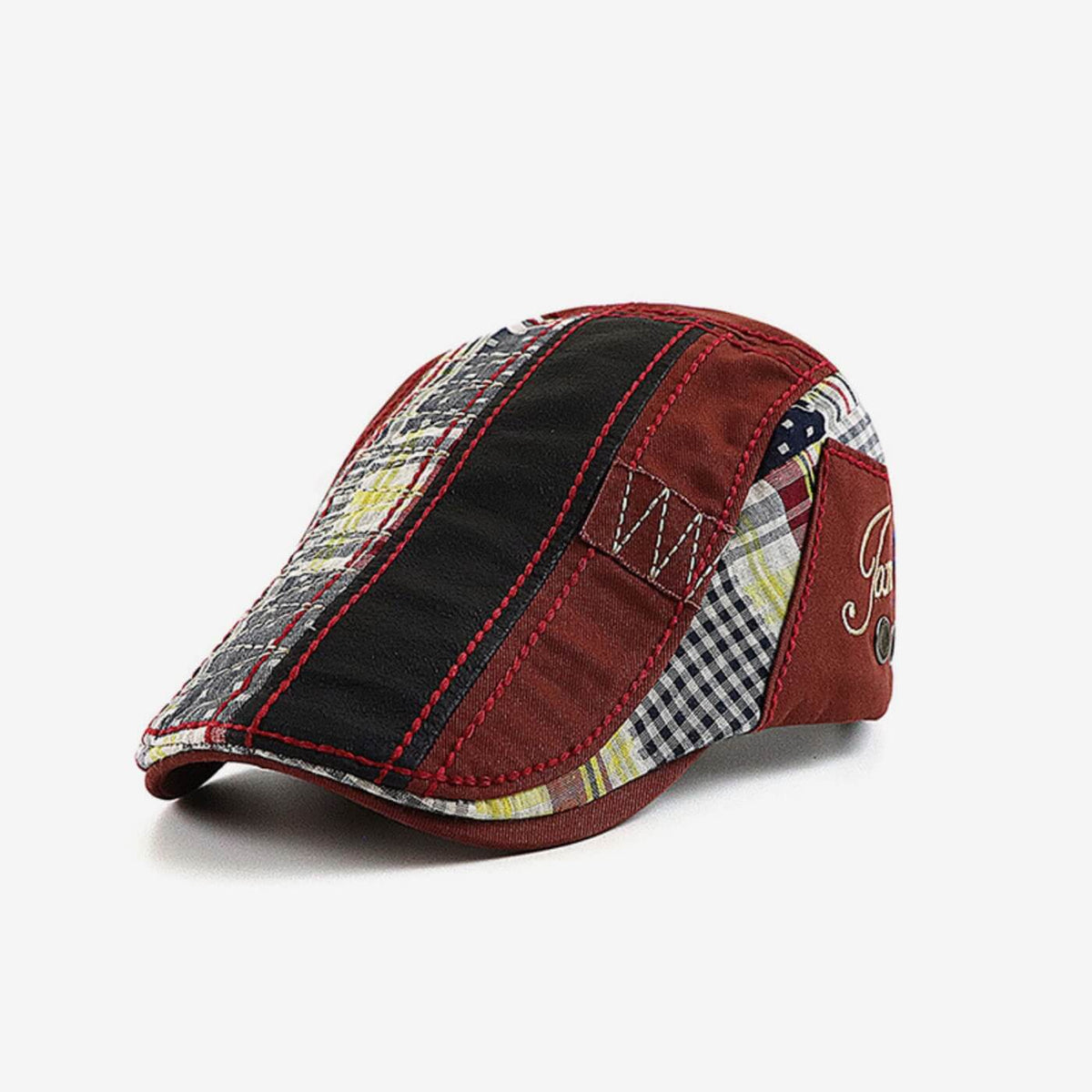 Patchwork Cotton Flat Cap