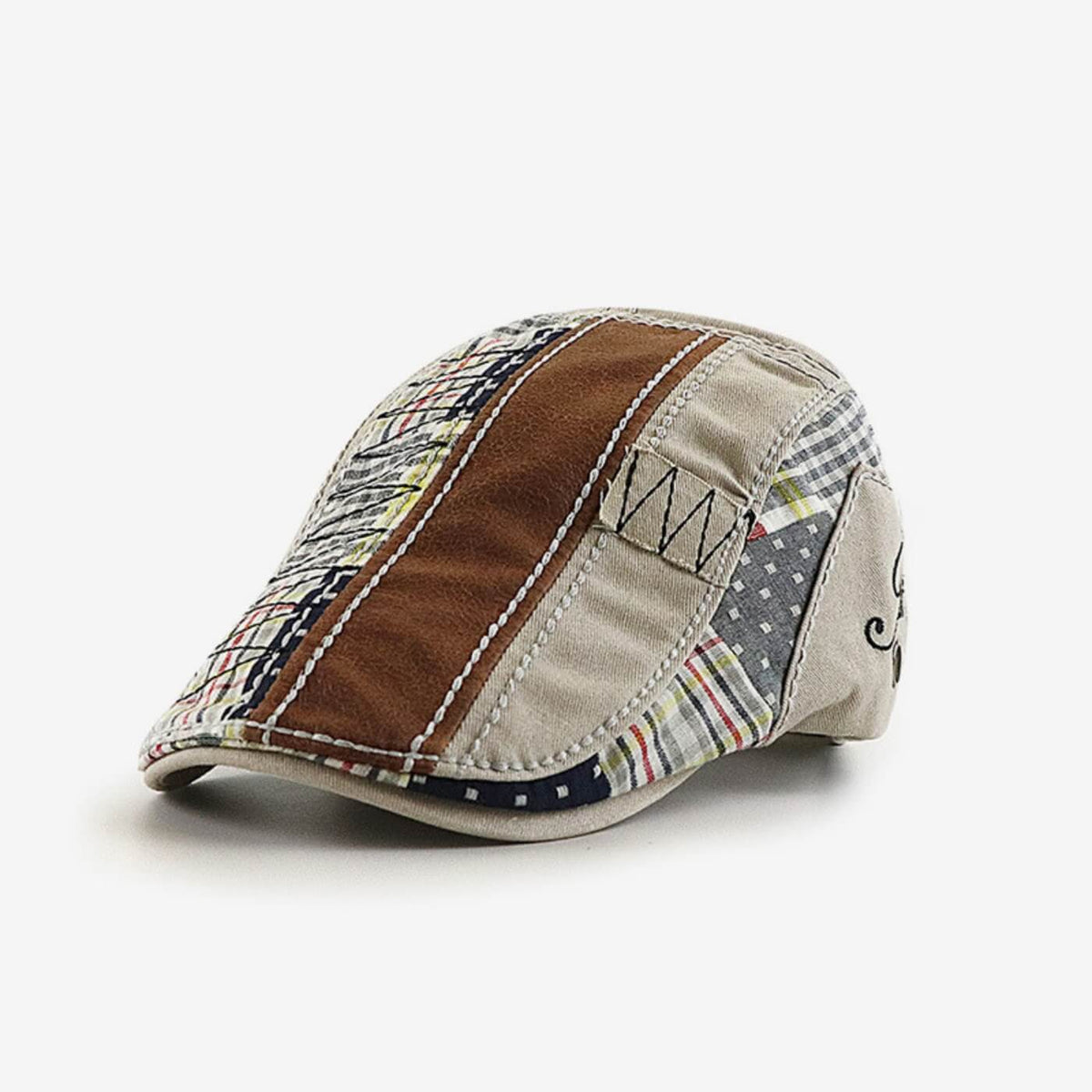 Patchwork Cotton Flat Cap