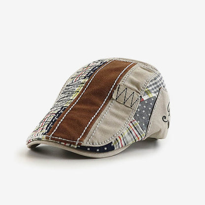 Patchwork Cotton Flat Cap