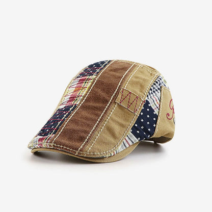 Patchwork Cotton Flat Cap
