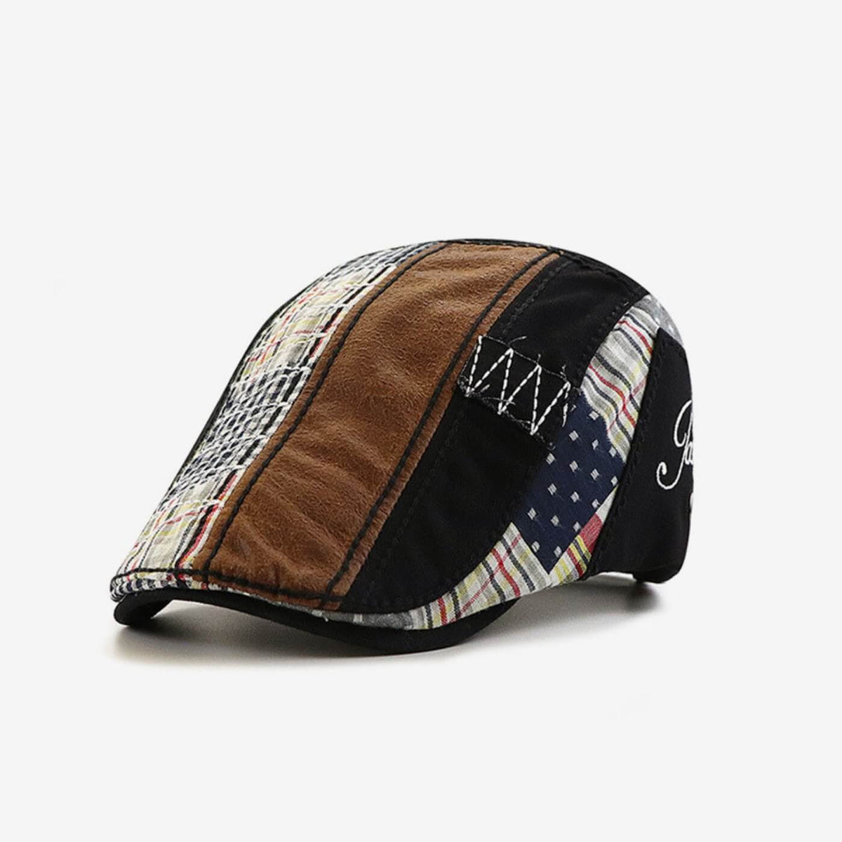 Patchwork Cotton Flat Cap