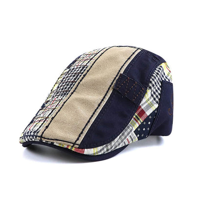 Patchwork Cotton Flat Cap